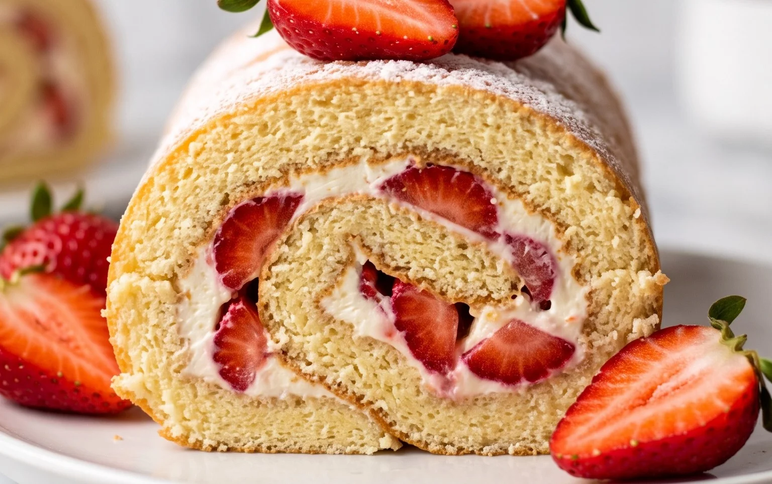 Voici une recette facile pour un gâteau roulé aux fraises délicieux ! Vous allez adorer !
